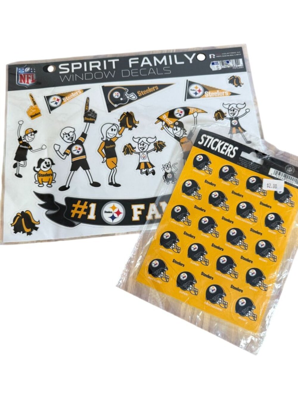 NFL Pittsburgh Steelers Spirit Family Window Decals & Helmet Stickers Set